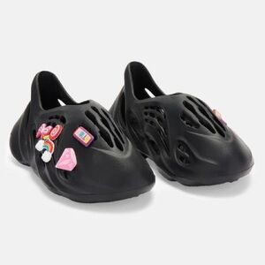 Kids Black Slip-On Shoes with Fun Charms